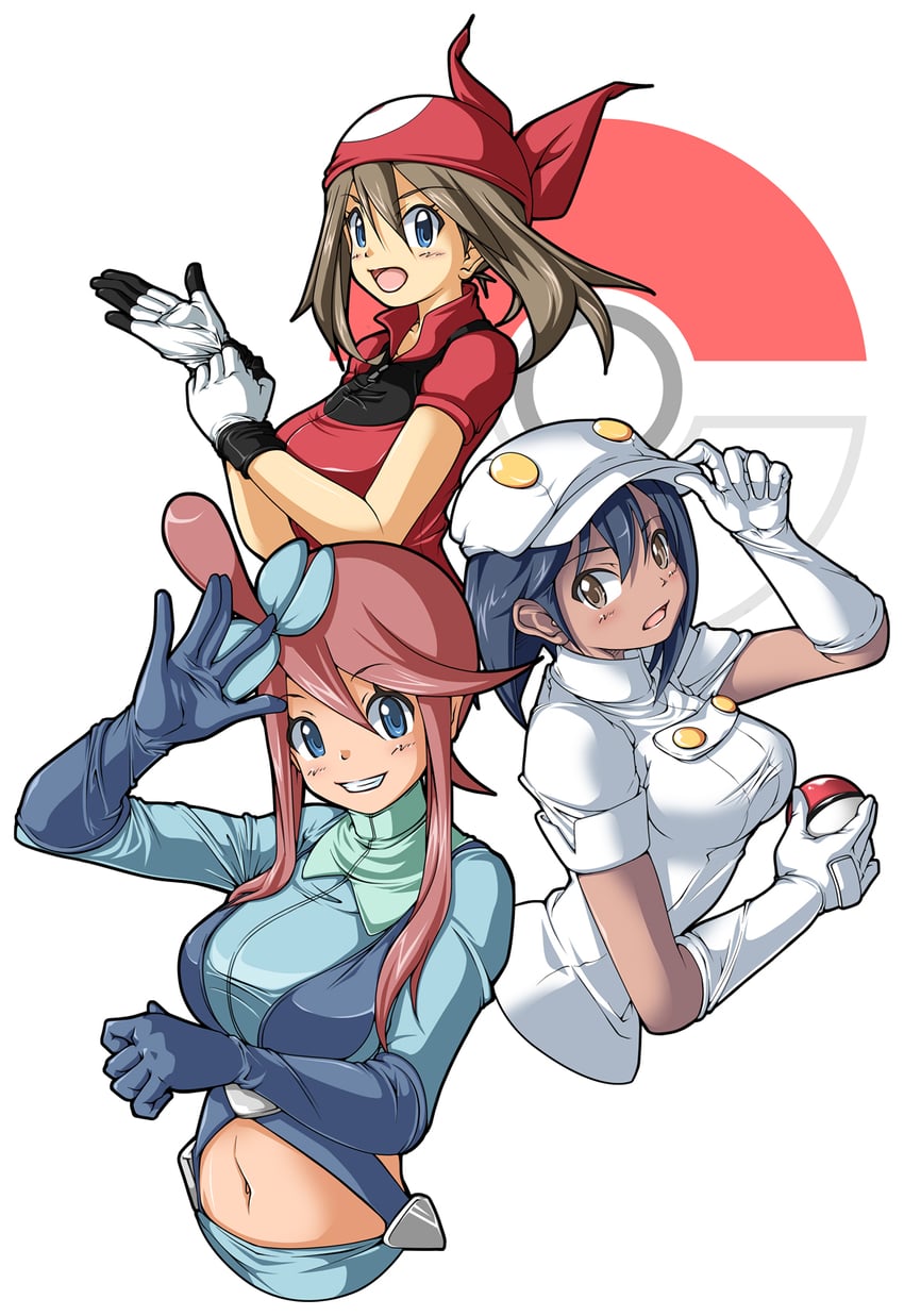 may, skyla, and aether foundation employee (pokemon and 3 more) drawn by tanbe