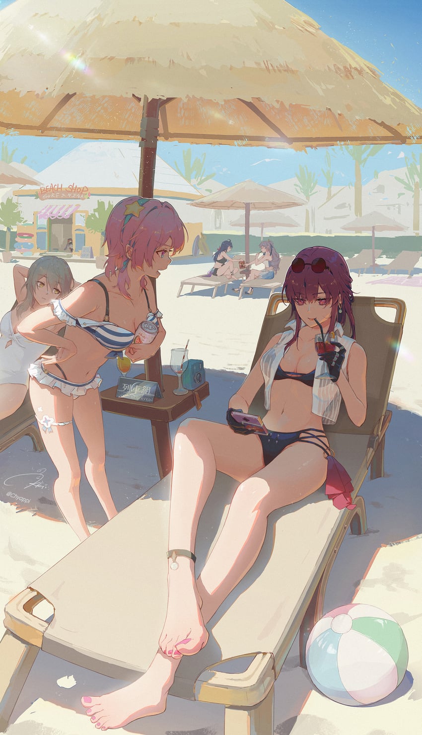trailblazer, stelle, kafka, march 7th, bronya rand, and 2 more (honkai and 1 more) drawn by chyappi