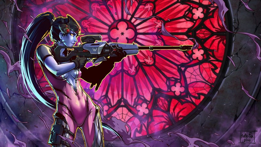 widowmaker (overwatch and 1 more) drawn by kate-fox
