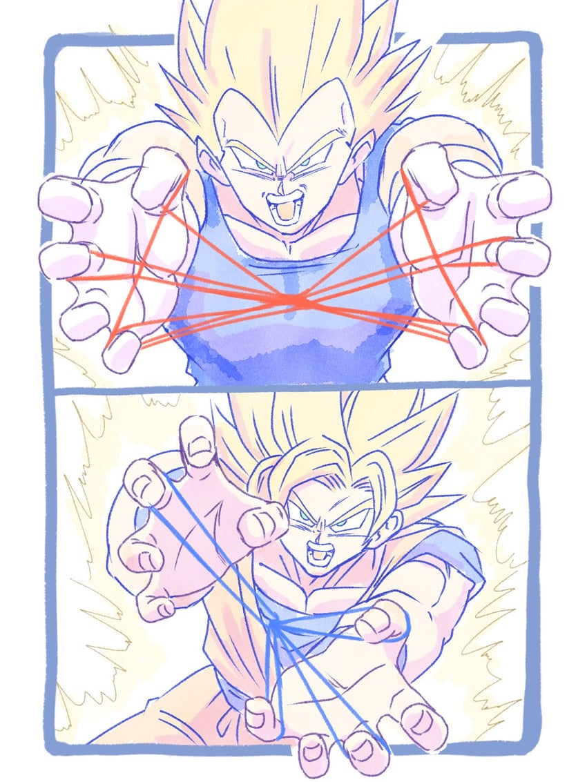 son goku and vegeta (dragon ball and 1 more) drawn by imasogari