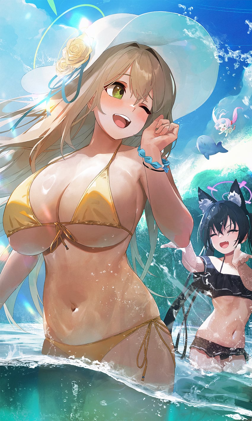 hoshino, nonomi, and serika (blue archive) drawn by mo_ne