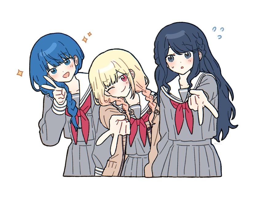 tenma saki, kiritani haruka, and hoshino ichika (project sekai) drawn by cocov