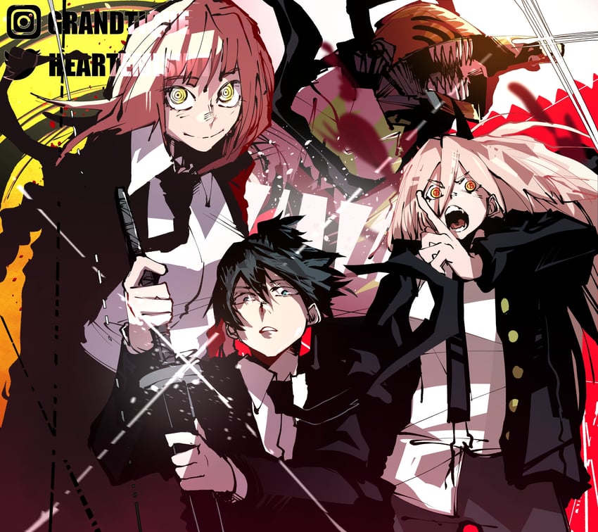makima, power, denji, and hayakawa aki (chainsaw man) drawn by isaacchief300
