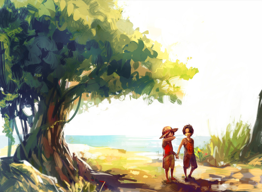 monkey d. luffy and portgas d. ace (one piece) drawn by tsuyomaru