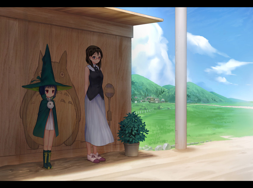 totoro, rurumo, and nagamiya sachi (tonari no totoro and 2 more) drawn by lamase_(41)