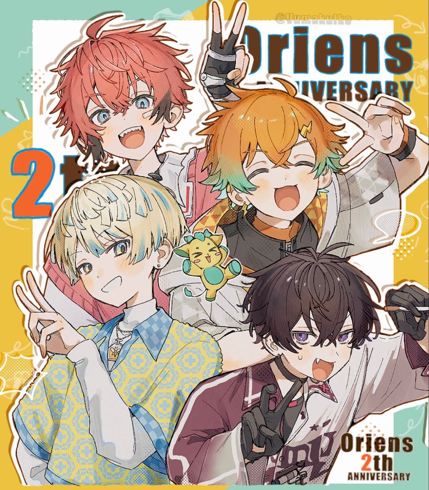 usami rito, saiki ittetsu, hibachi mana, and akagi wen (nijisanji) drawn by vumakuike