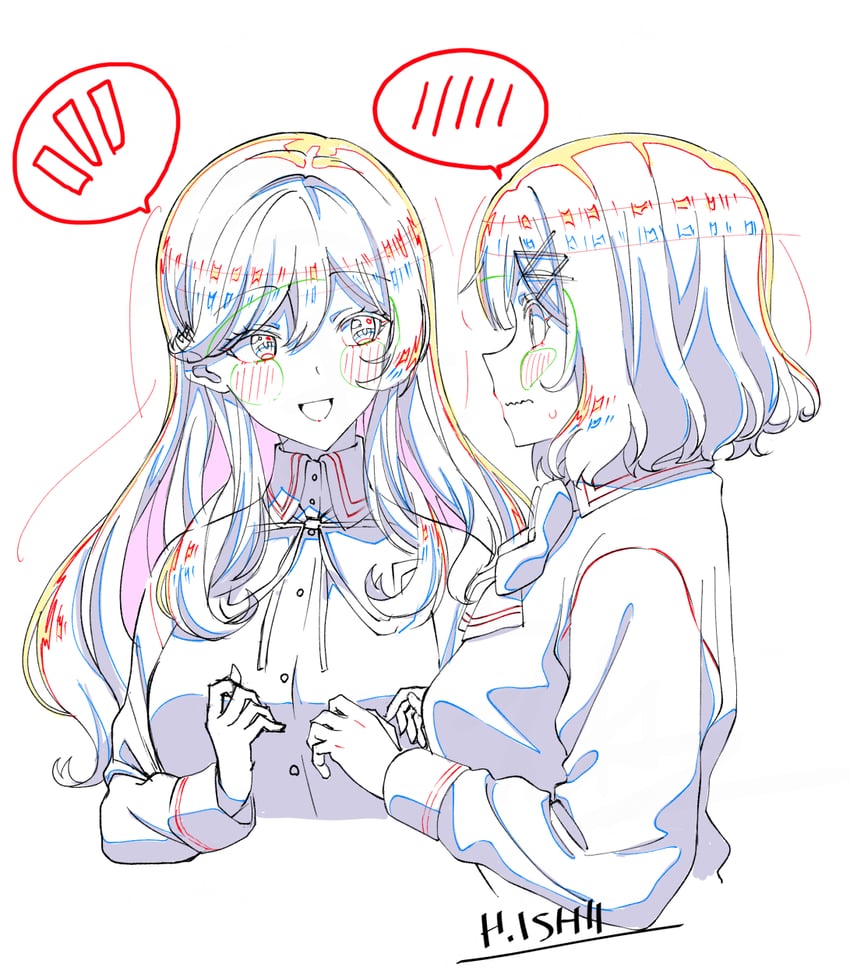 amaori renako and sena ajisai (watashi ga koibito ni nareru wake naijan murimuri!) drawn by ishii_hisao