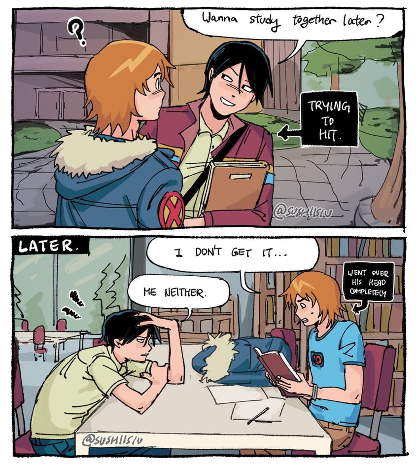 scott pilgrim and wallace wells (scott pilgrim) drawn by sushiisiu