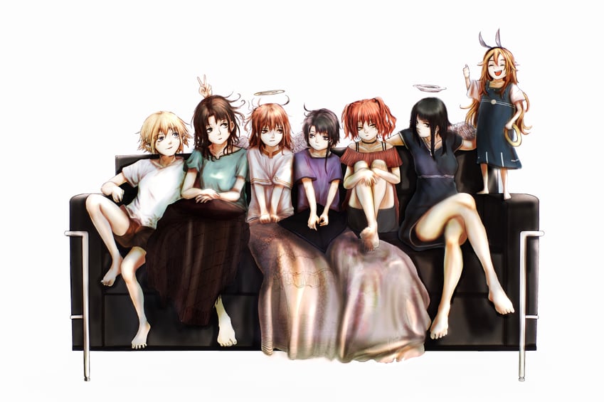 iwakura lain, rakka, reki, ryushika, chigasaki mayuko, and 1 more (serial experiments lain and 3 more) drawn by gorilla(1844~)