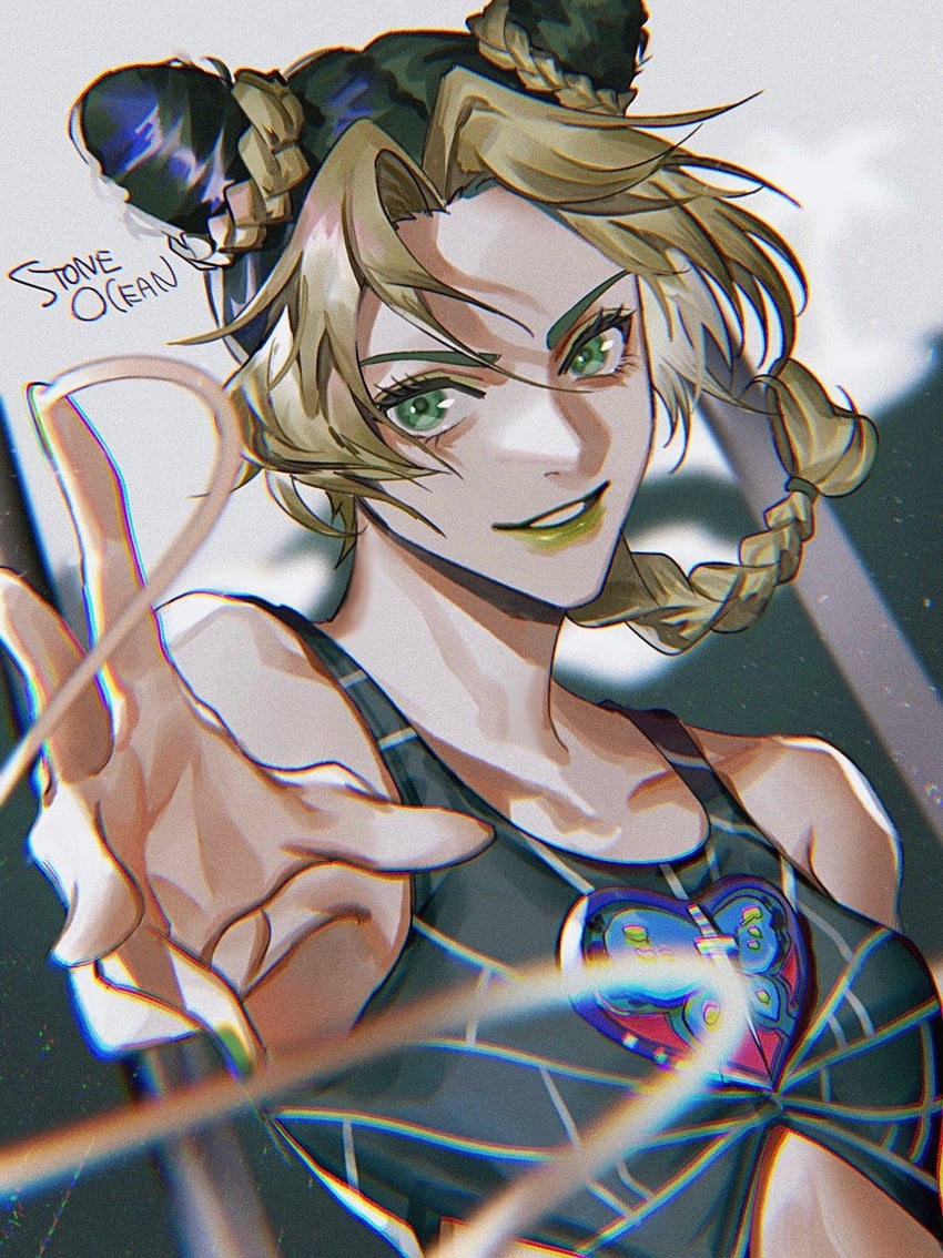 kujo jolyne (jojo no kimyou na bouken and 1 more) drawn by masakenme