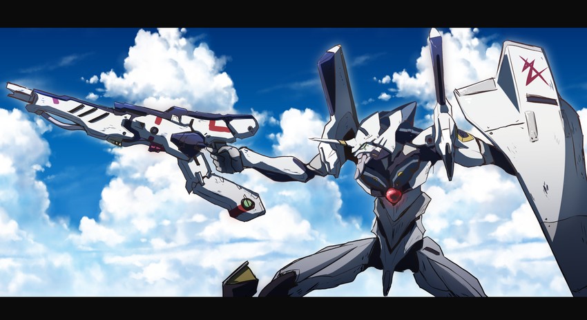 eva 01 and nu gundam (gundam and 3 more) drawn by fujitaka_nasu