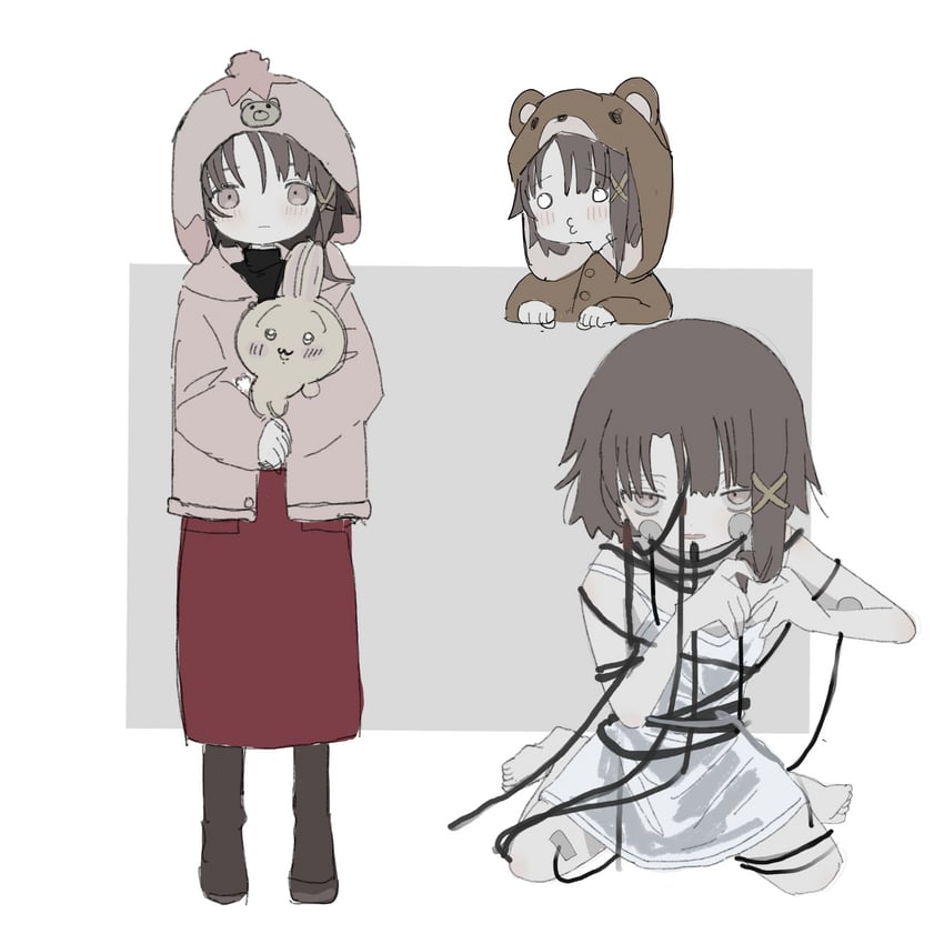 iwakura lain and usagi (serial experiments lain and 1 more) drawn by hougetsu_(moon_neetcat)