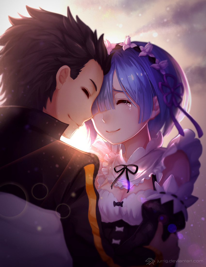 rem and natsuki subaru (re:zero kara hajimeru isekai seikatsu) drawn by jurrig