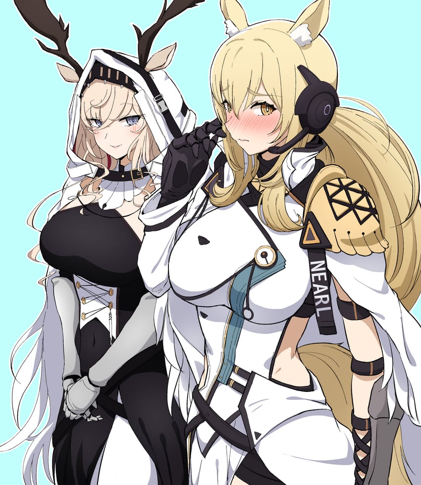 nearl, viviana, and nearl the radiant knight (arknights) drawn by makino