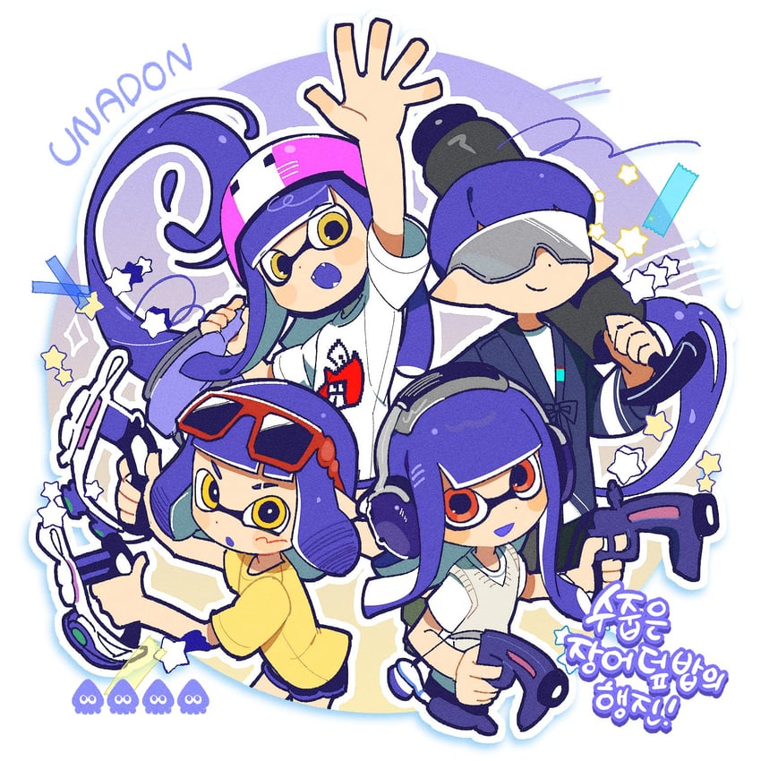 inkling player character, inkling girl, and inkling boy (splatoon and 1 more) drawn by hg_swdiary