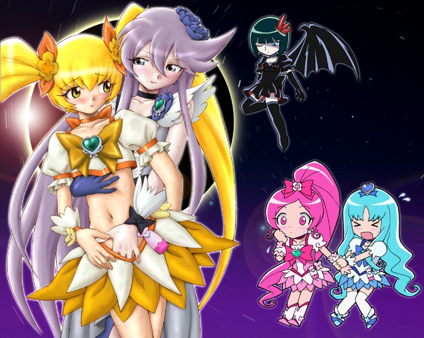kurumi erika, hanasaki tsubomi, tsukikage yuri, myoudouin itsuki, cure marine, and 4 more (precure and 1 more) drawn by unno_hotaru