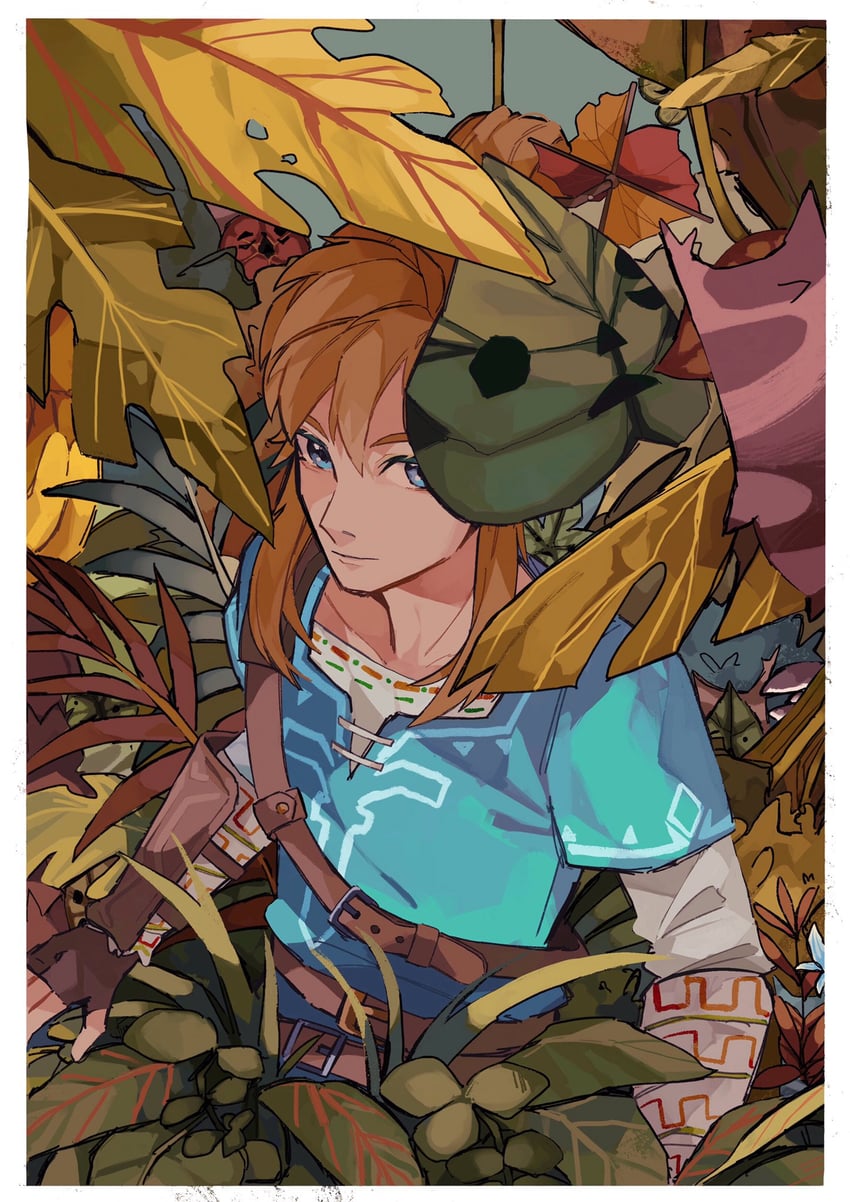 link and korok (the legend of zelda and 1 more) drawn by pisu_1107
