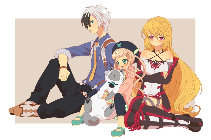 milla maxwell, ludger will kresnik, elle mel martha, and rollo (tales of and 2 more) drawn by minikama
