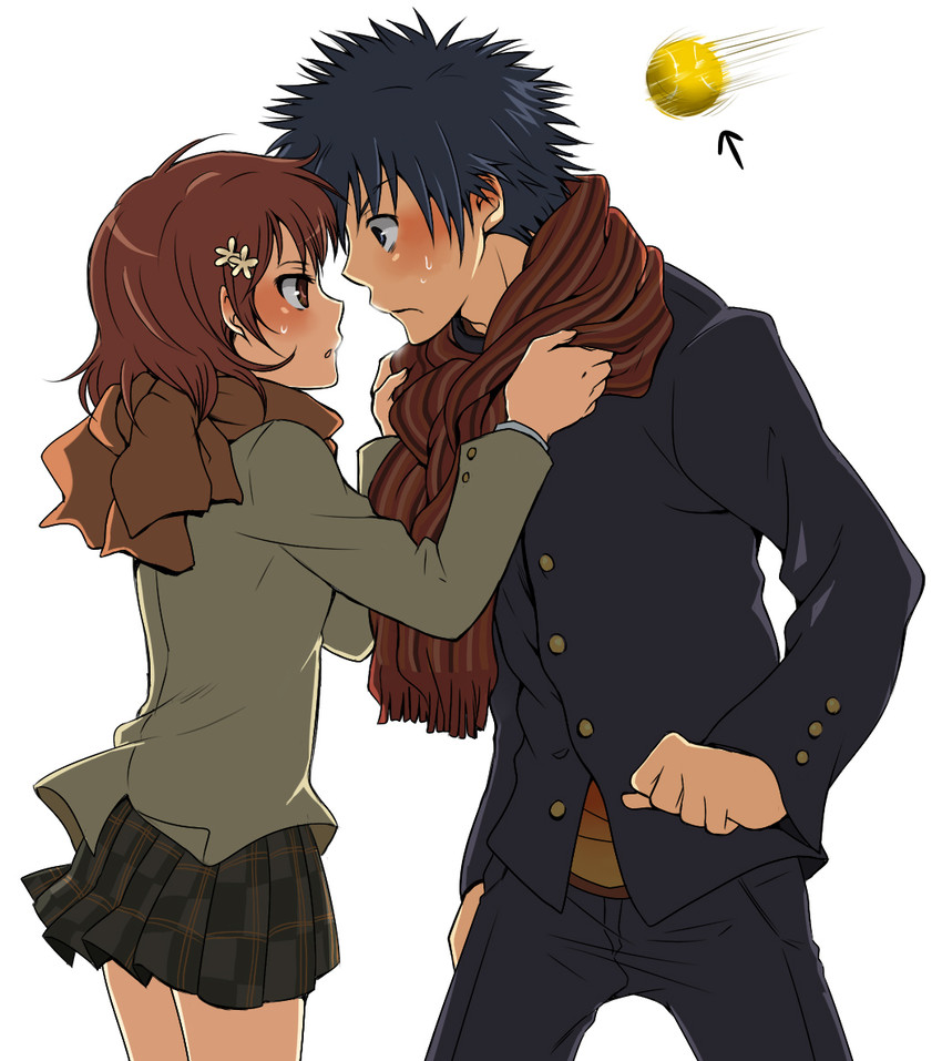misaka mikoto and kamijou touma (toaru majutsu no index) drawn by mayu_(airmods)
