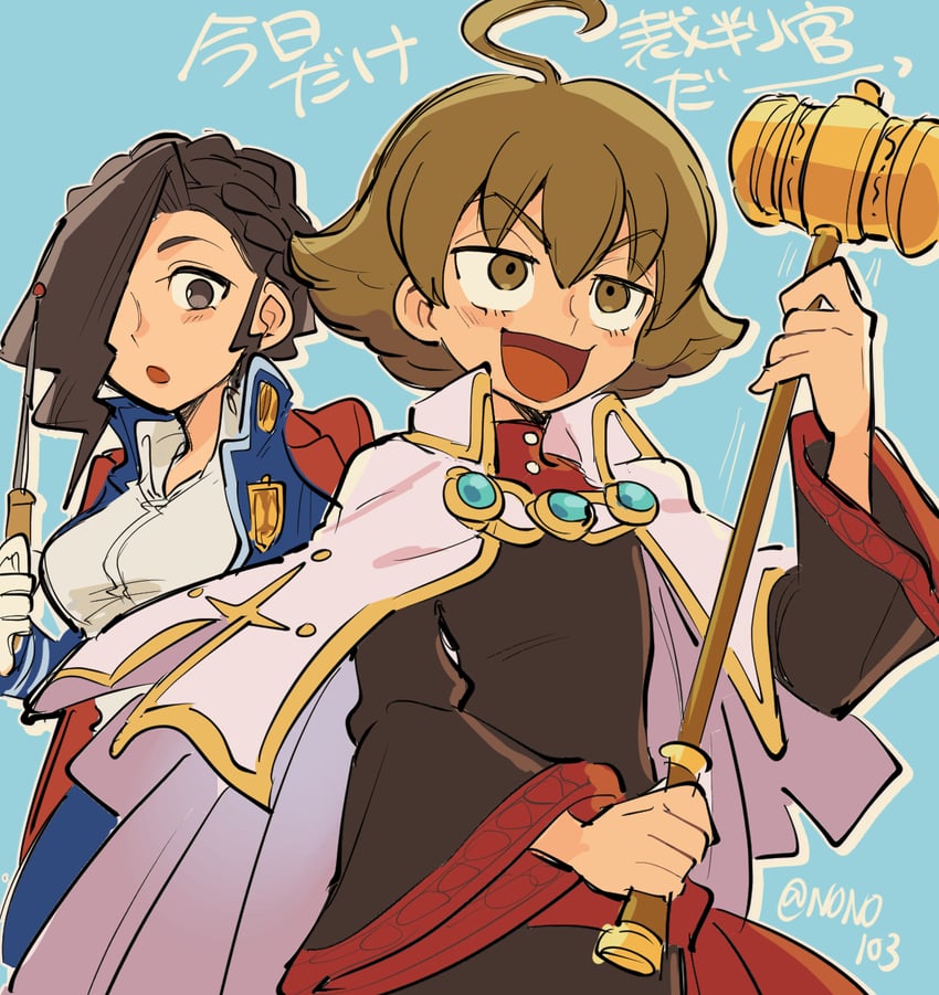eustace winner and verity gavelle (ace attorney and 2 more) drawn by nono_(norabi)