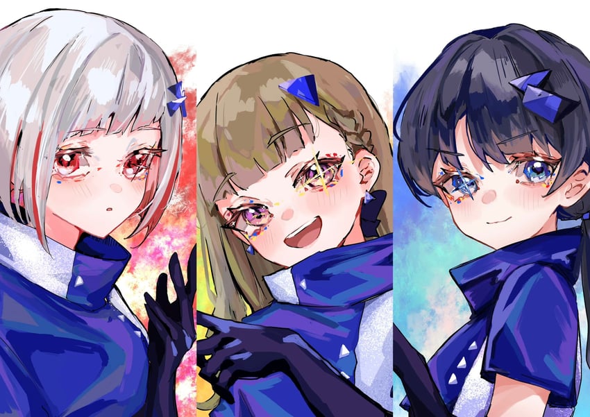 murano sayaka, yugiri tsuzuri, and kachimachi kosuzu (love live! and 1 more) drawn by jin_(oihlf)