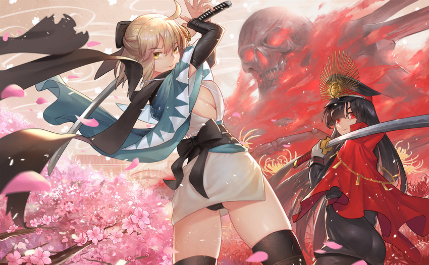 okita souji and oda nobunaga (fate and 1 more) drawn by duan_henglong