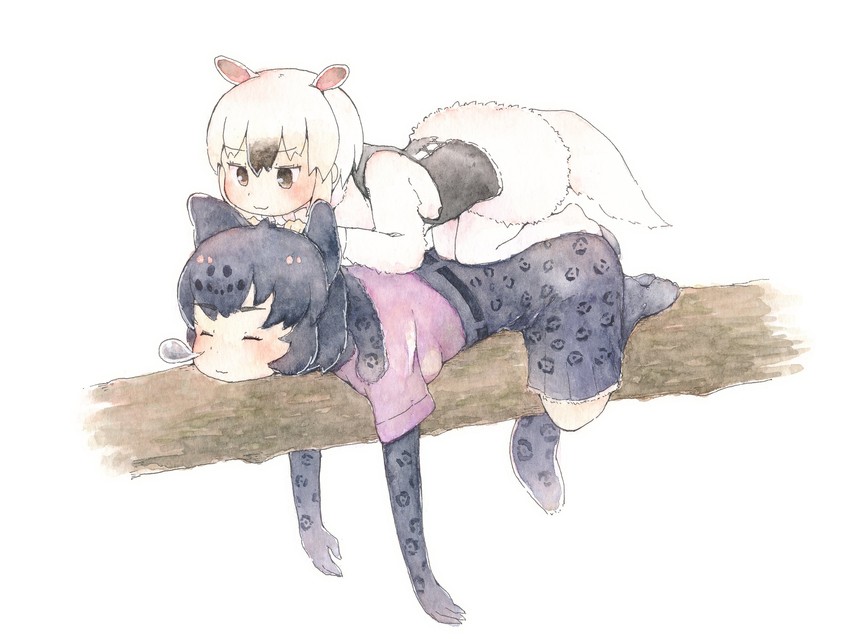 southern tamandua and black jaguar (kemono friends) drawn by mitsuhashi_(mtsu84)