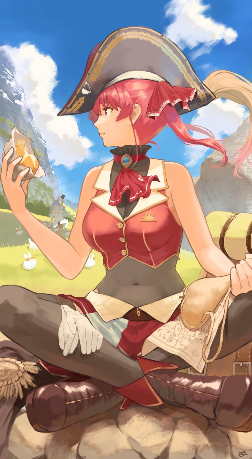 houshou marine and usada pekora (hololive) drawn by moto_oji-san