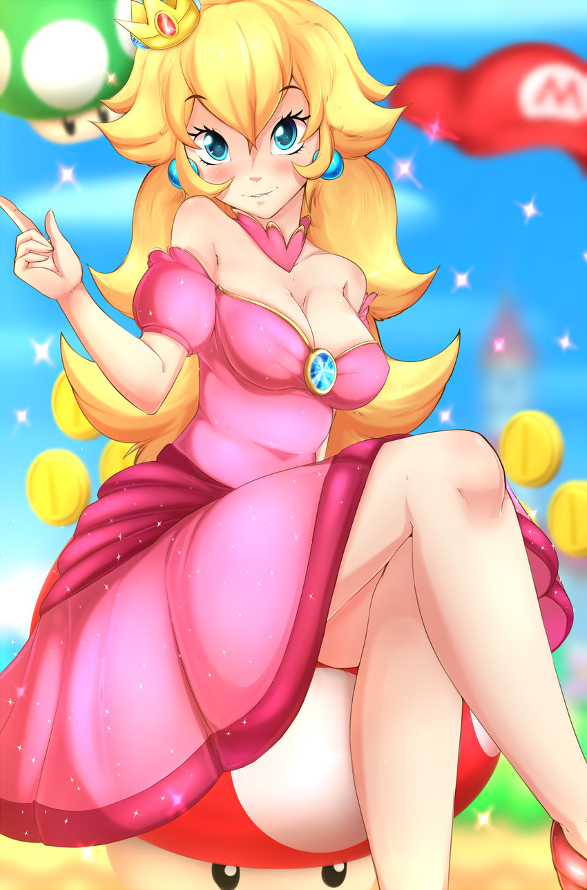 princess peach (mario) drawn by rainbowscreen