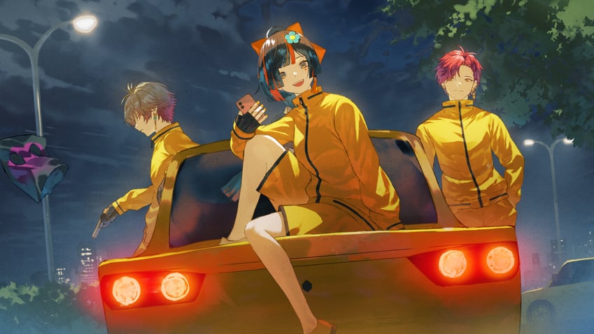 choya hanabi, ha yun, and yagami tsukumo (nijisanji and 3 more) drawn by fagi_(kakikaki)