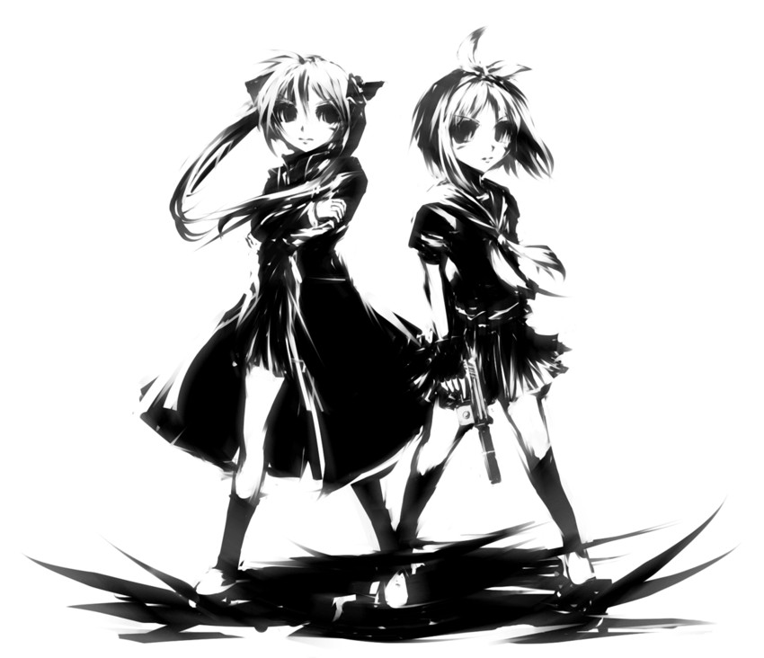 hiiragi kagami and hiiragi tsukasa (lucky star and 2 more) drawn by mohomen