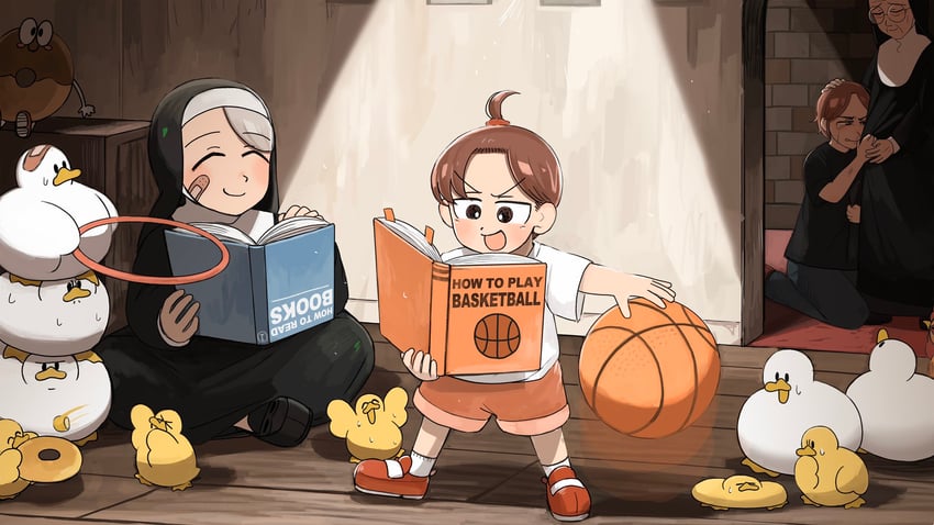 hungry nun, leaf nun, mother superior, and hungry nun's mother (little nuns) drawn by diva_(hyxpk)