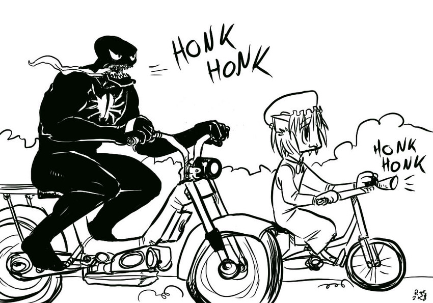 chen and venom (touhou and 2 more) drawn by spidu