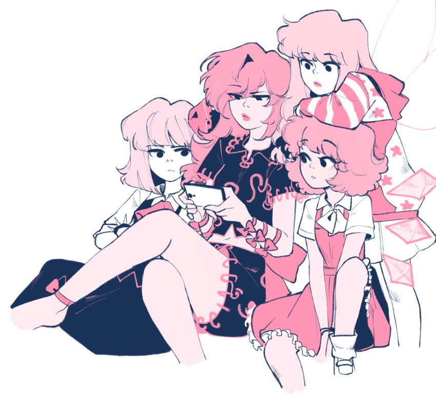 cirno, rumia, clownpiece, and himemushi momoyo (touhou) drawn by pixie_(milkywaypixies)