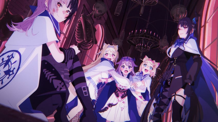 shiori novella, nerissa ravencroft, fuwawa abyssgard, mococo abyssgard, and koseki bijou (hololive and 2 more)