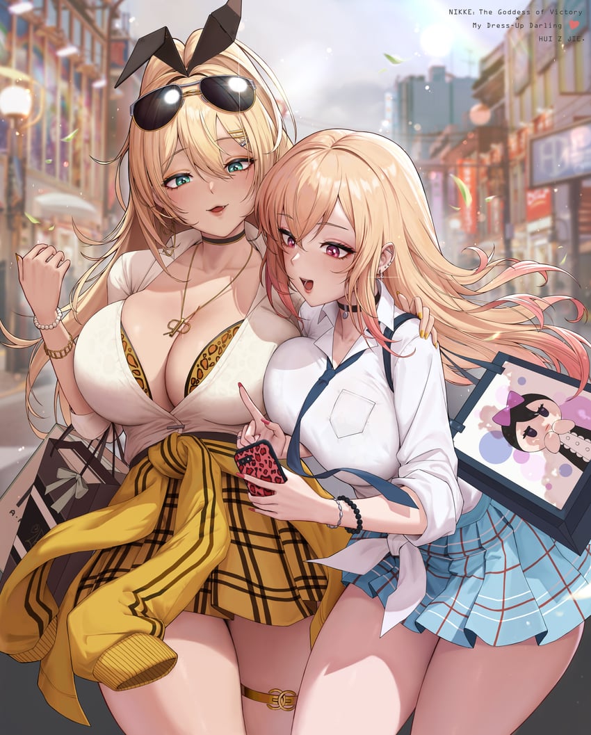 kitagawa marin, rupee, monarch, and amanda lee (goddess of victory: nikke and 1 more) drawn by hui_z_jie