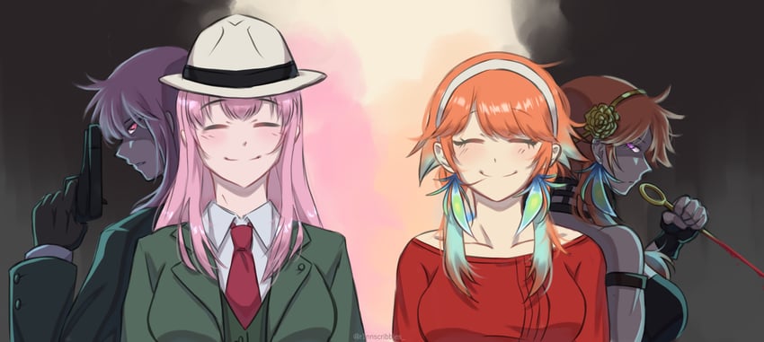 mori calliope, yor briar, takanashi kiara, and twilight (hololive and 2 more) drawn by r1nnscribbles