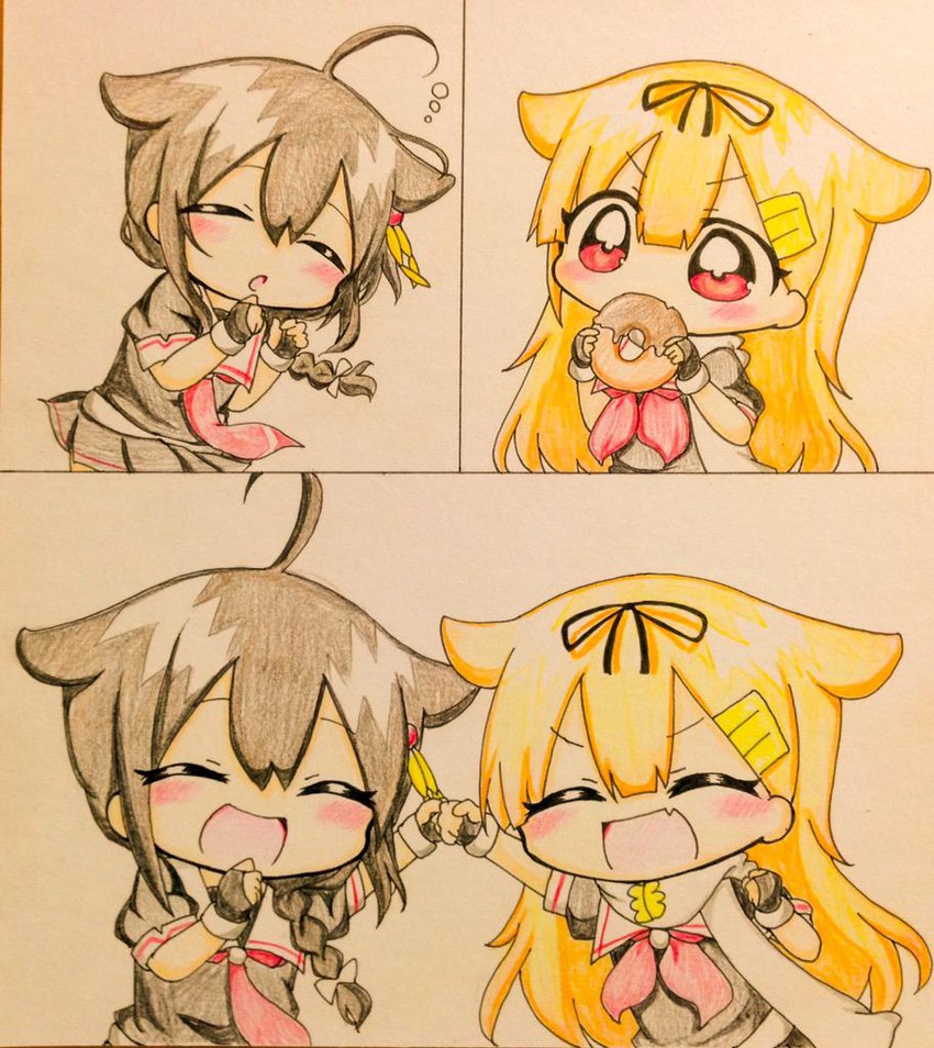 shigure, yuudachi, shigure kai ni, and yuudachi kai ni (kantai collection) drawn by jako_(jakoo21)