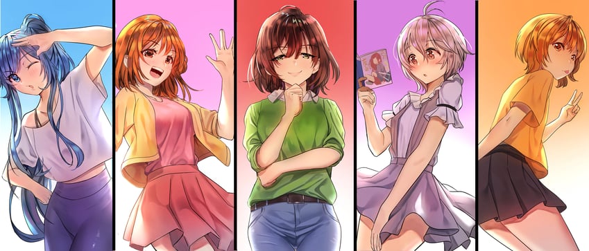 hinami aoi, nanami minami, kikuchi fuuka, izumi yuzu, and natsubayashi hanabi (jaku-chara tomozaki-kun) drawn by tutler