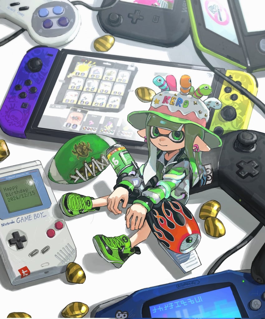 inkling player character and inkling girl (splatoon and 2 more) drawn by miko_(15476997)