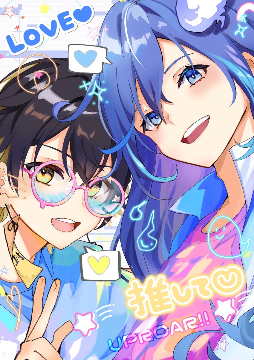 yatogami fuma and minase rio (holostars) drawn by sakura_arino
