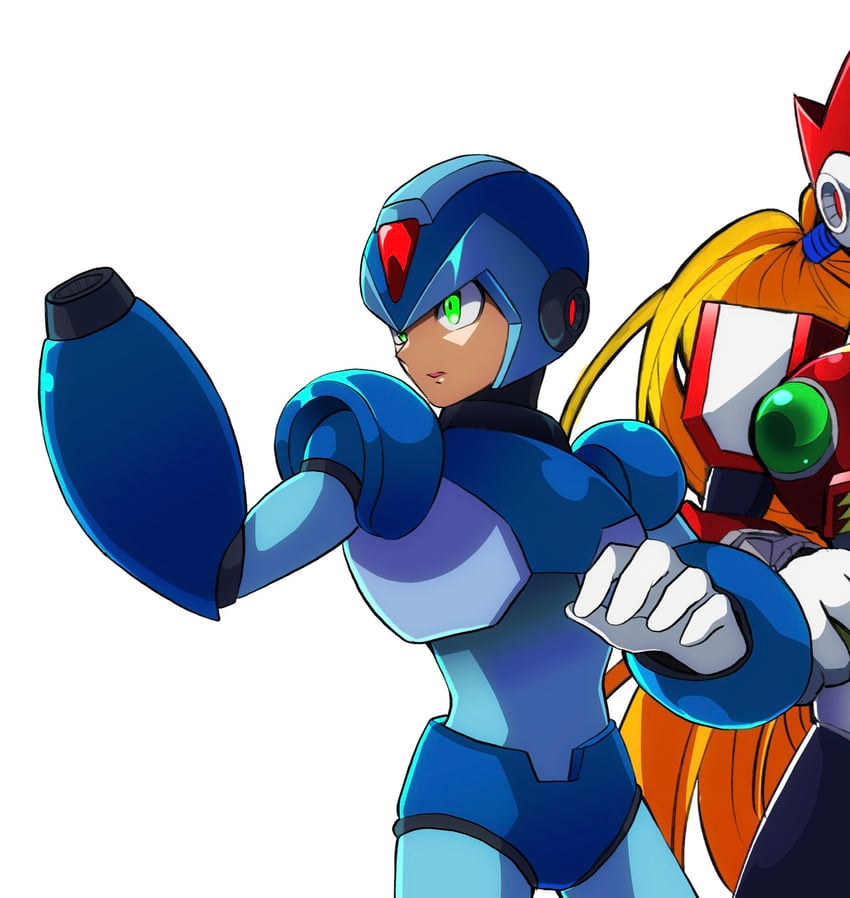 zero and x (mega man and 1 more) drawn by guutara