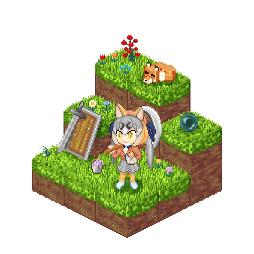 island fox (kemono friends and 2 more) drawn by daisantw