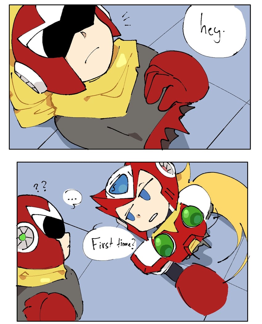 zero and proto man (mega man and 3 more) drawn by koasku
