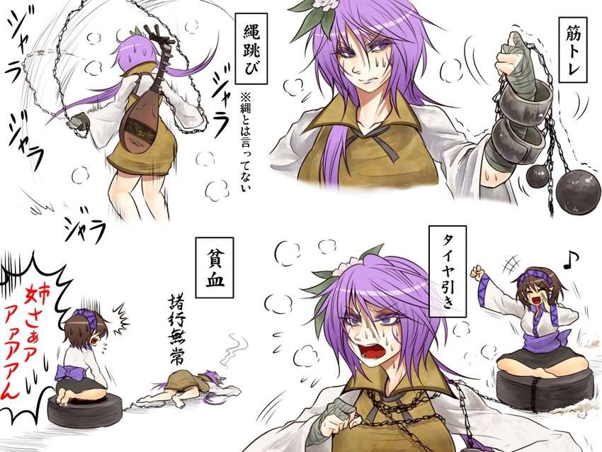 tsukumo benben and tsukumo yatsuhashi (touhou) drawn by ryuuichi_(f_dragon)