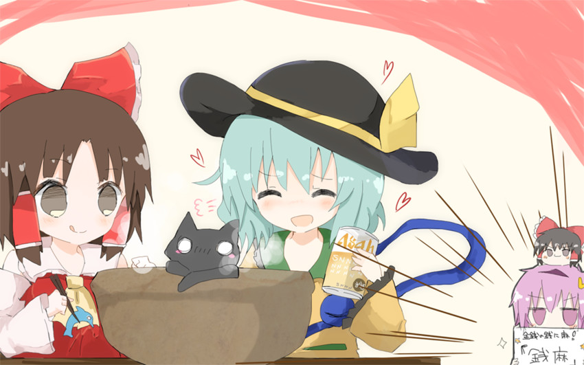 hakurei reimu, komeiji koishi, komeiji satori, benikurage, sananana, and 1 more (touhou and 1 more) drawn by ittosai