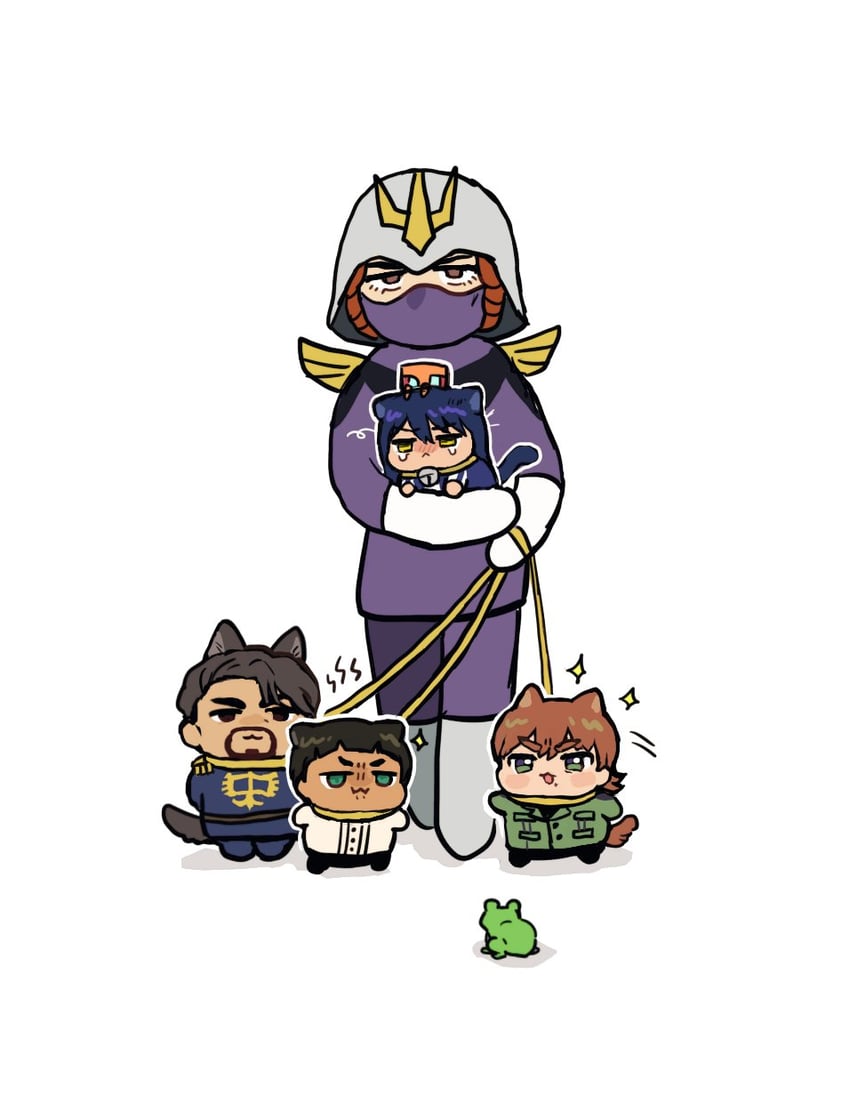 nyaan, conch, xavier olivette, kycilia zabi, and atharv (gundam and 1 more) drawn by funya_(nekokaitaia)