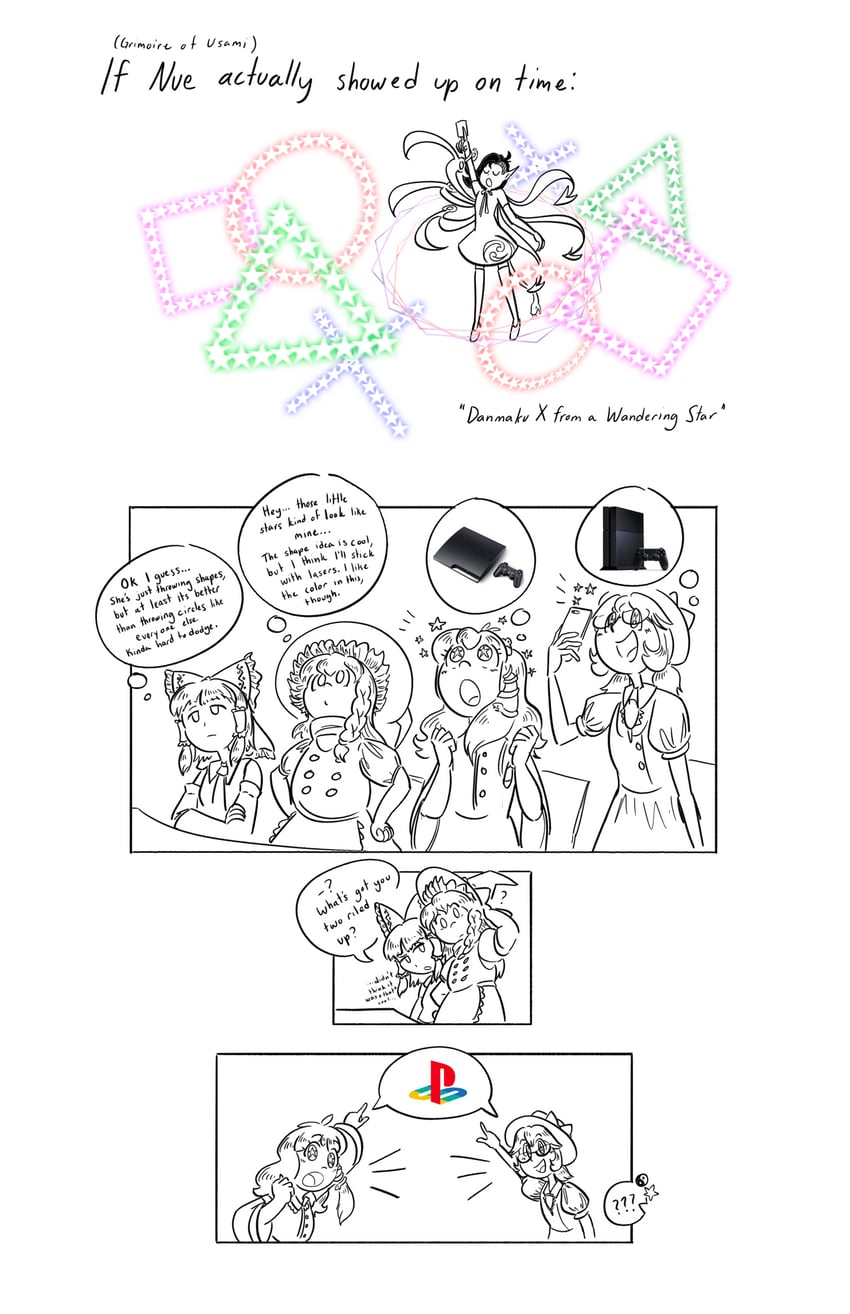 hakurei reimu, kirisame marisa, kochiya sanae, houjuu nue, and usami sumireko (touhou and 1 more) drawn by siliconcat