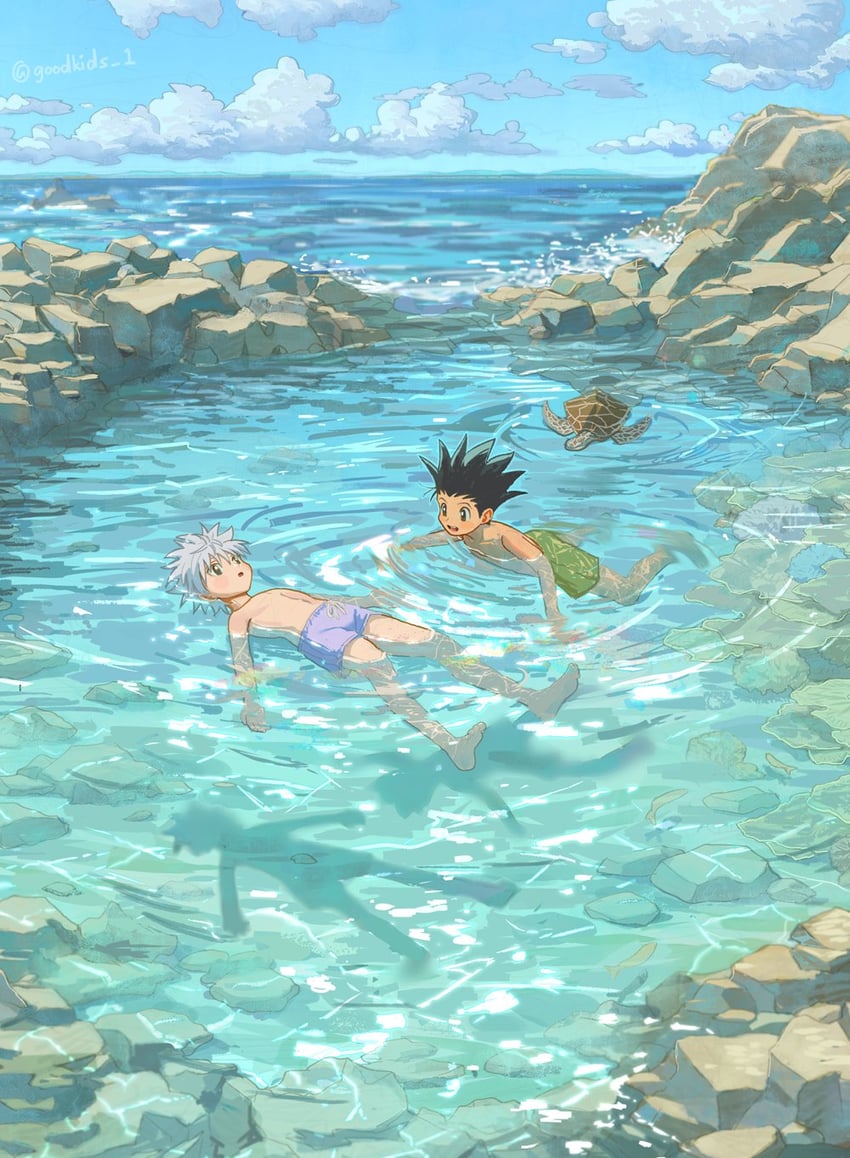 killua zoldyck and gon freecss (hunter x hunter) drawn by goodkids_1