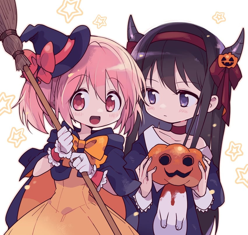 akemi homura, kaname madoka, and kyubey (mahou shoujo madoka magica) drawn by ikuchi_osutega